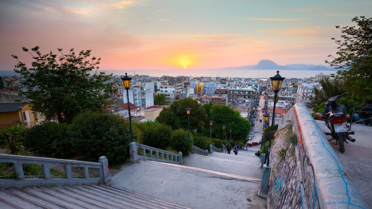 The city of Patras at sunrise