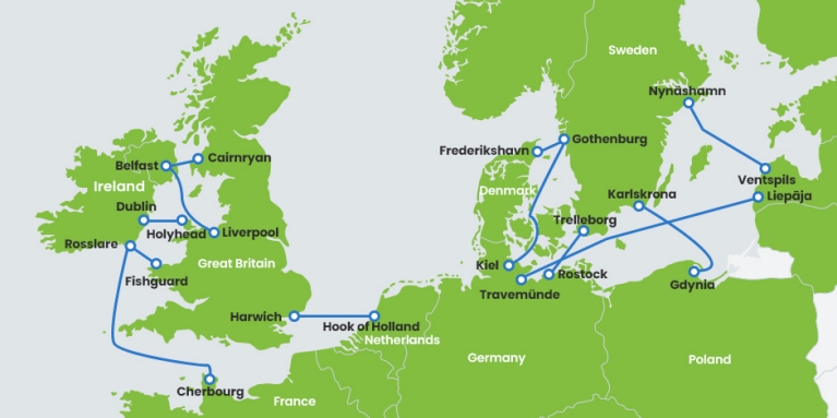 Stena line ferry route map