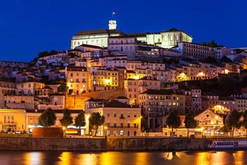 The University of Coimbra, illuminated at night