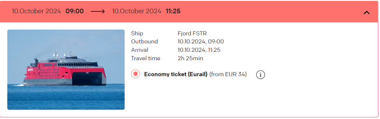 Fjord Line Pass holder booking process